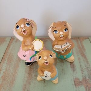 Pendelfin Bunny Trio • “Rosa”, “Rolly” & Friend 🐰🎶📖